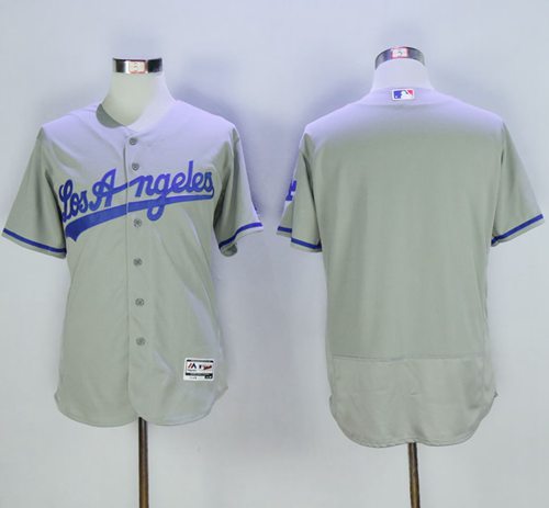 Dodgers Blank Grey Flexbase Authentic Collection Road Stitched MLB Jersey - Click Image to Close